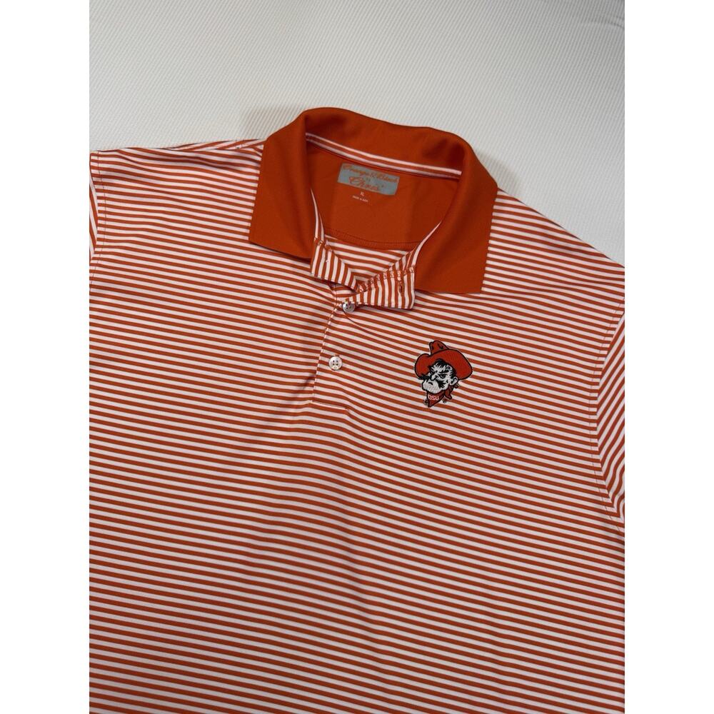 OSU Cowboys Orange & Black By Chris Stripe Golf Polo Shirt XL Orange